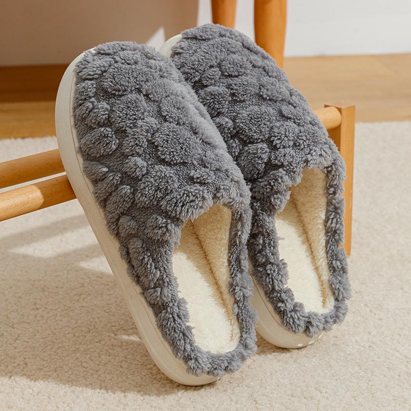 Cotton slippers autumn and winter household plush couple warm non-slip home shoes supermarket