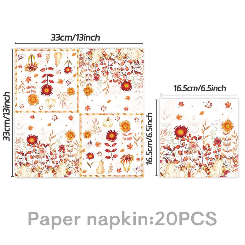 Thanksgiving Autumn Sunflower Maple Leaf Disposable Party Set: Plates, Cups, Tablecloth
