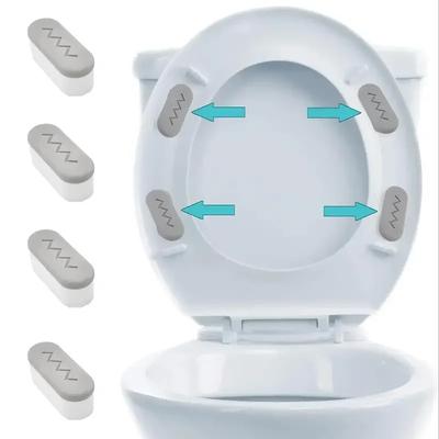 4 pièces Butoir de siège de toilette Surélever l'anneau de siège de toilette pour réduire l'espace. Joint en Silicone pour Toilette Coussinets Anti-Vibrations pour Toilette