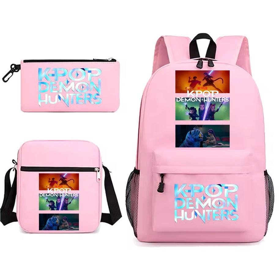 Animation Cartoon Printing Children And Students Large Capacity Lightweight Schoolbag Pencil Case Set Three-piece set