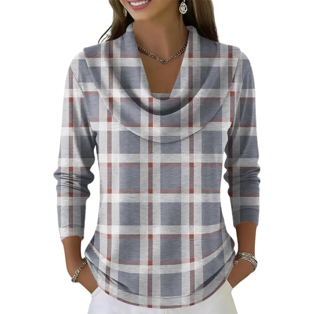 Dámský ležérní a módní svetr s dlouhým rukávem a potiskem, kulatým výstřihem