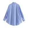 Blue Striped Shirt Women Casual Oversized Long Shirt Woman Fashion Button Up Long Sleeve Shirts Office Loose Shirt