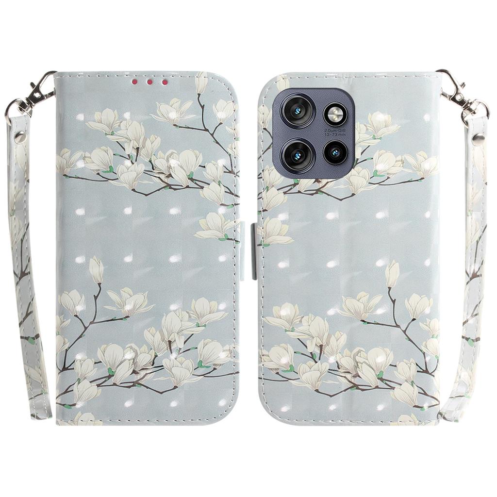 Für Motorola Edge 50 Neo 5G/Moto S50 5G/Thinkphone 25 5G Hülle Musterdruck Leder Brieftasche Handyhülle mit Handschlaufe