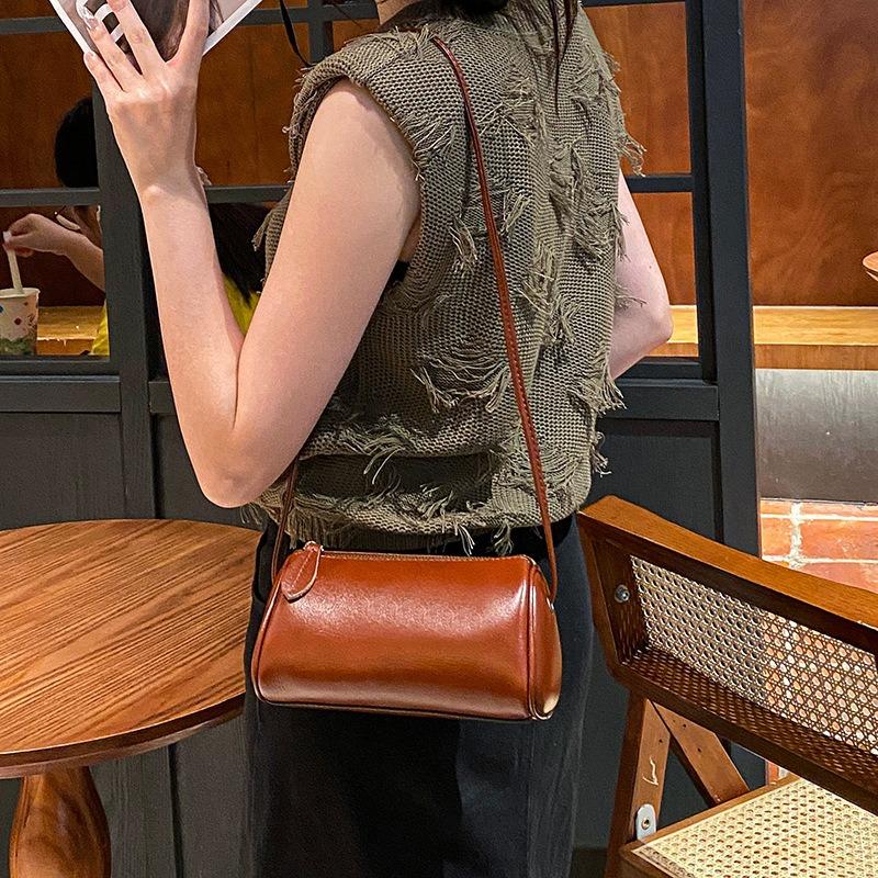 New fashionable and exquisite first-layer cowhide small satchel women's, genuine leather shoulder crossbody small bag