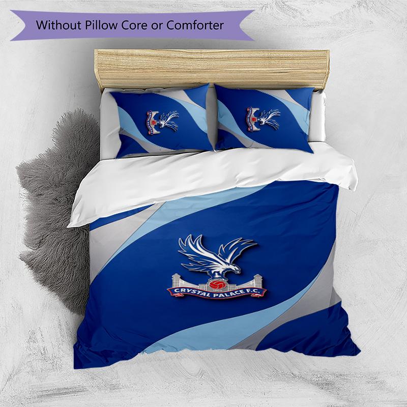 Crystal Palace Football Printed 3 Pieces Bedding Set, Comfortable Skin Friendly Bedroom Duvet Cover Set