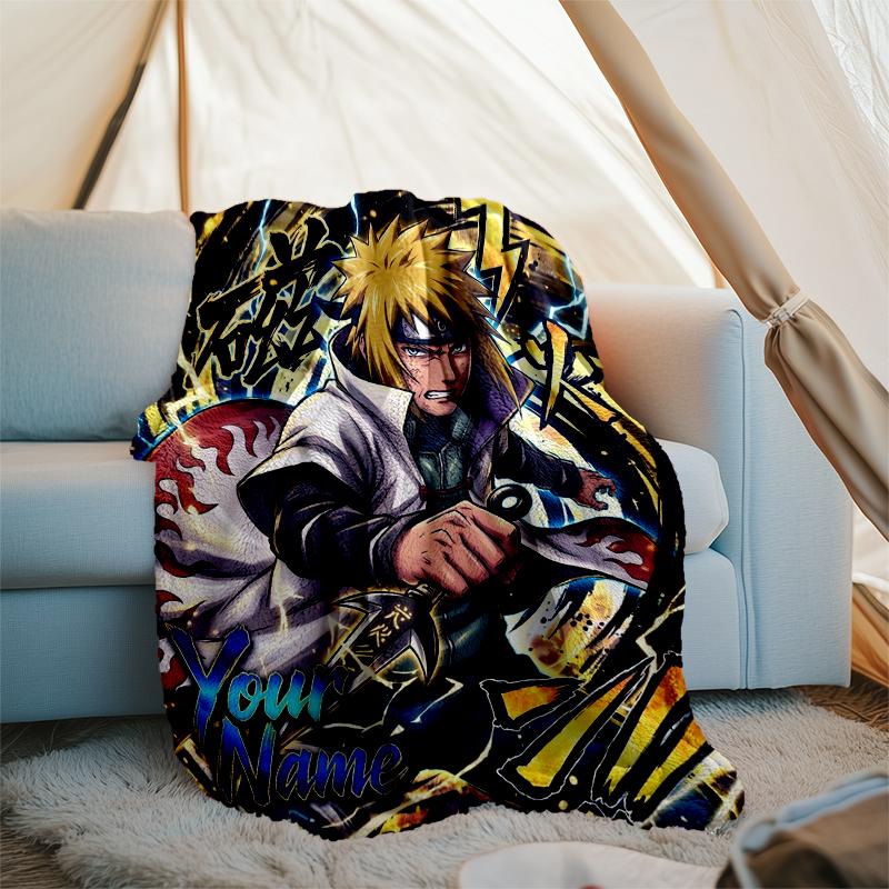 Custom Name Naruto lightning action. Flannel Fleece Blanket Cozy Warm Throw Blanket For Couch Bed Travel All Season Use