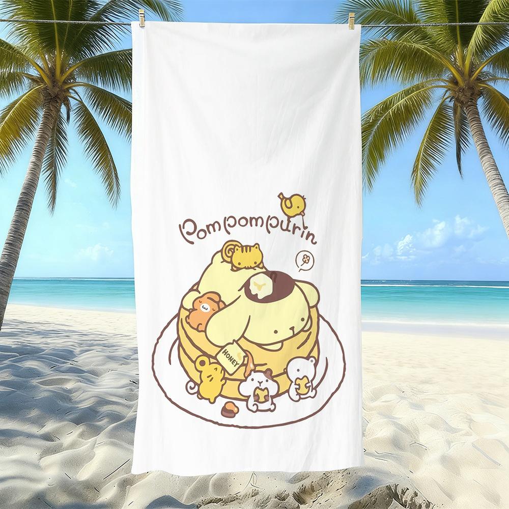 Cute Puppy Cartoon Print Microfiber Beach Towel Water Absorbent Quick Dry Bath Towel For Vacation