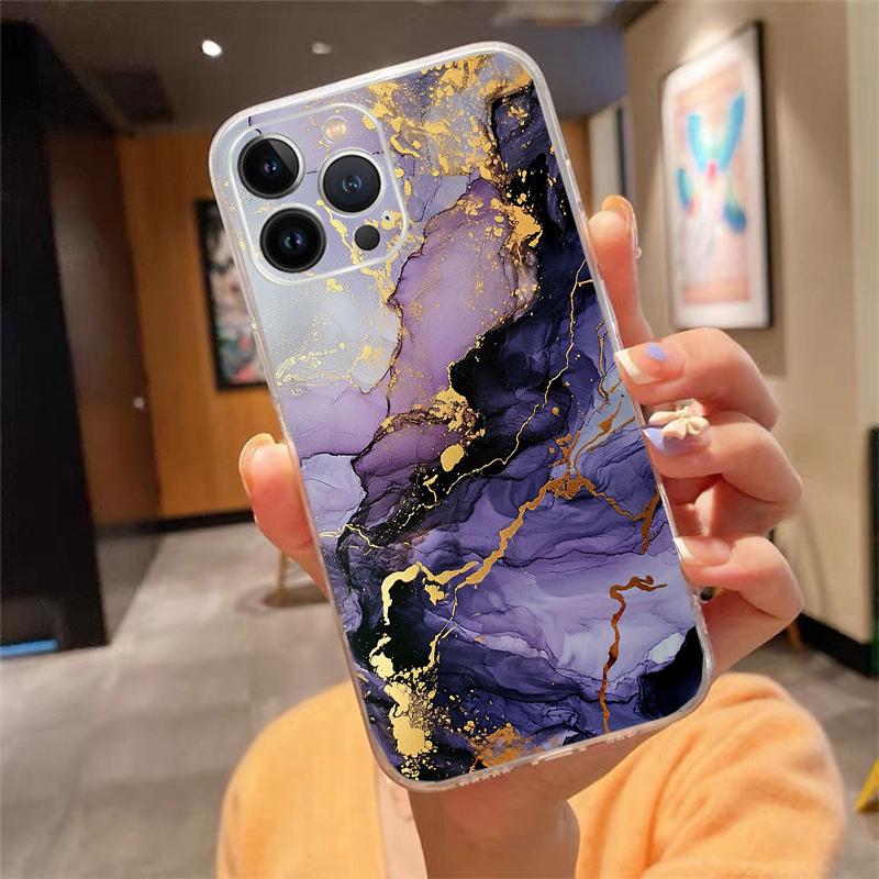 Phone Case Carcasa Funda For iPhone 16 15 13 14 11 12 Pro Max 16 14 12 13 Pro 15 Plus 16E Marble Case