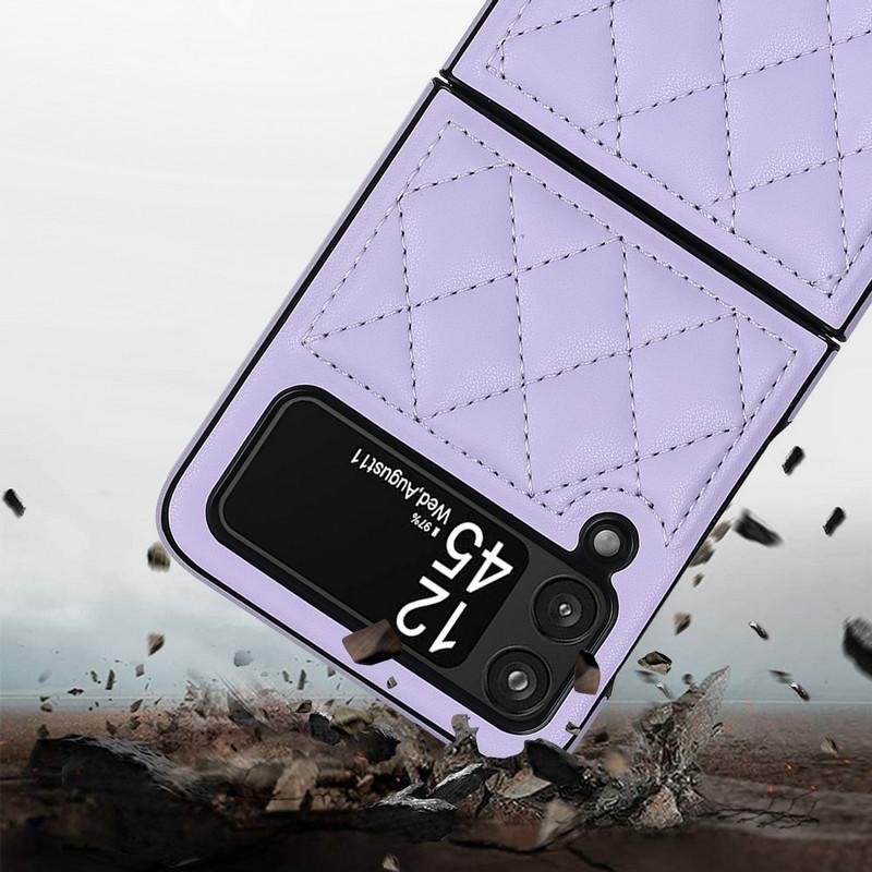 Luxury Brand Rhombic Lattice Phone Case for Samsung Galaxy Z Flip 3 Flip4 Silicone TPU Case Protection Shockproof Cover