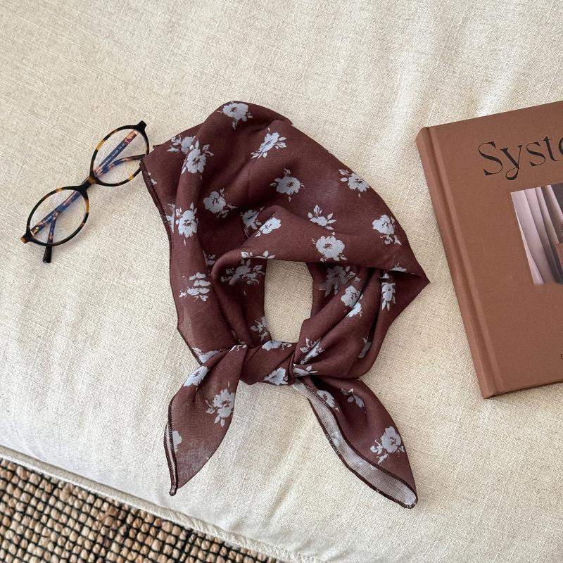 70Cm Polka Dot Flower Small Square Scarf Women Versatile Headwear Luxury Scarf Shawl Bag Accessories Casual Elegant Breathable