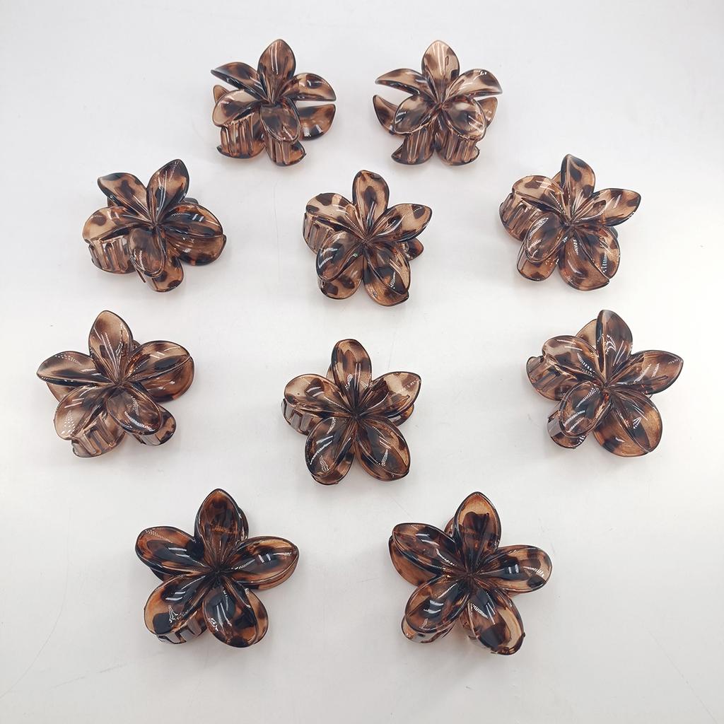 1/2/5/10pcs Frangipani Hair Claws Hawaiian Gradient Leopard Hair Clips Vacation Beach Style Hairpins Hair Accessories For Women