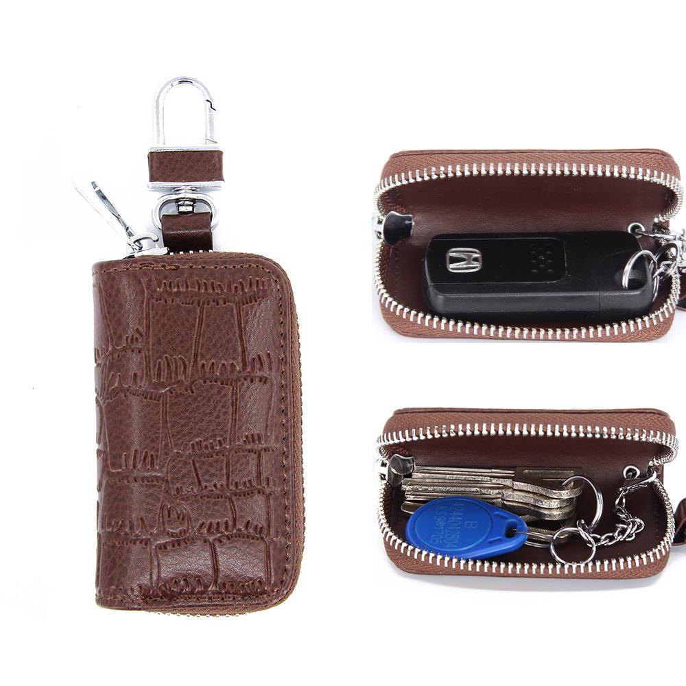 Genuine Leather Car Key Bag - Women's/Men's Waist-Hanging Zipper Key Case