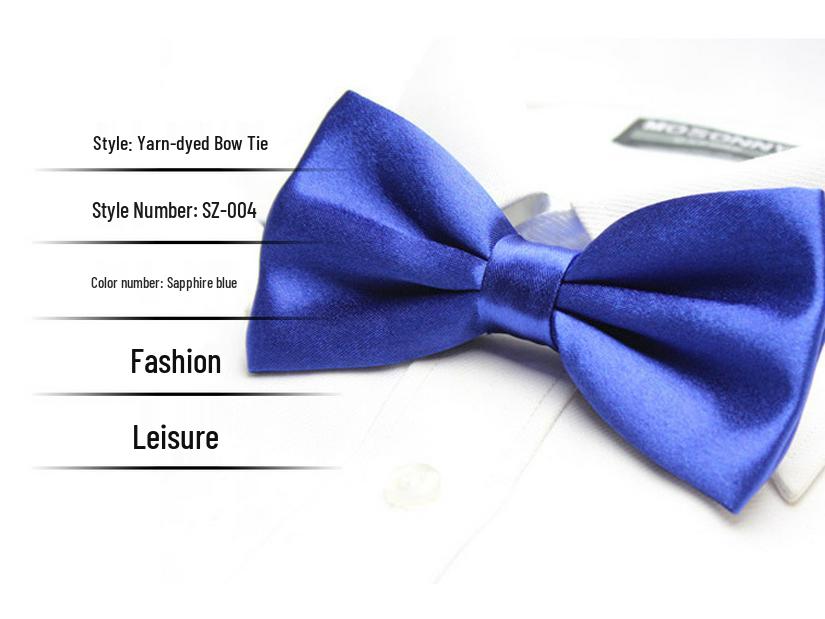 Solid Color Formal Wedding Bow Tie for Men - Customizable Logo and Multi-Color Options