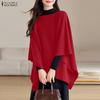Women Casual Round Neck Batwing Sleeve Loose Cover Up Blouse