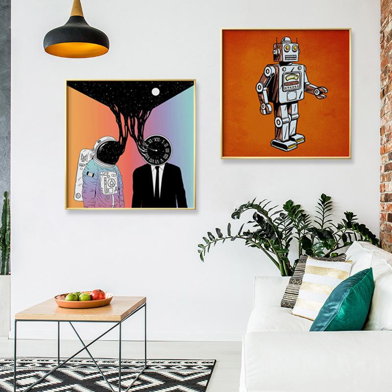 Kreskówkowy Astronauta Robot Malarstwo na Płótnie Styl Skandynawski Salon Sypialnia Pokój Malarstwo Dekoracyjne Cuadros Decoracion Dormitorio