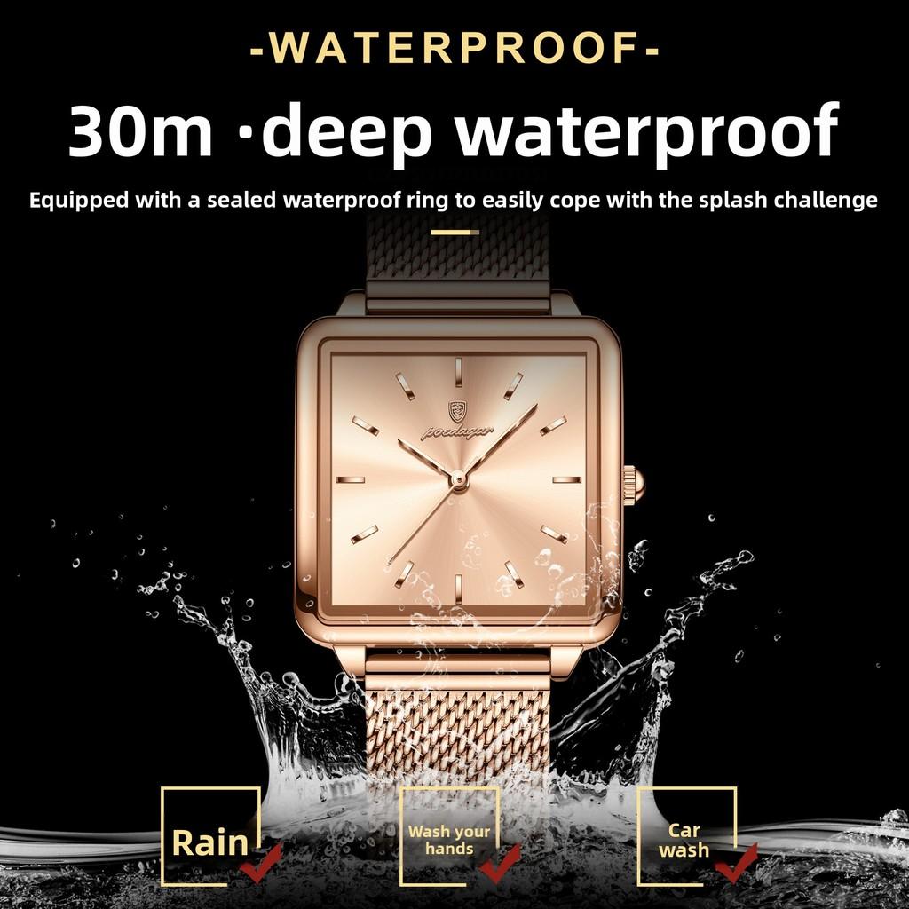 Swiss Ladies Square Watch Quartz Waterproof Fashion Jewelry For Casual Wear