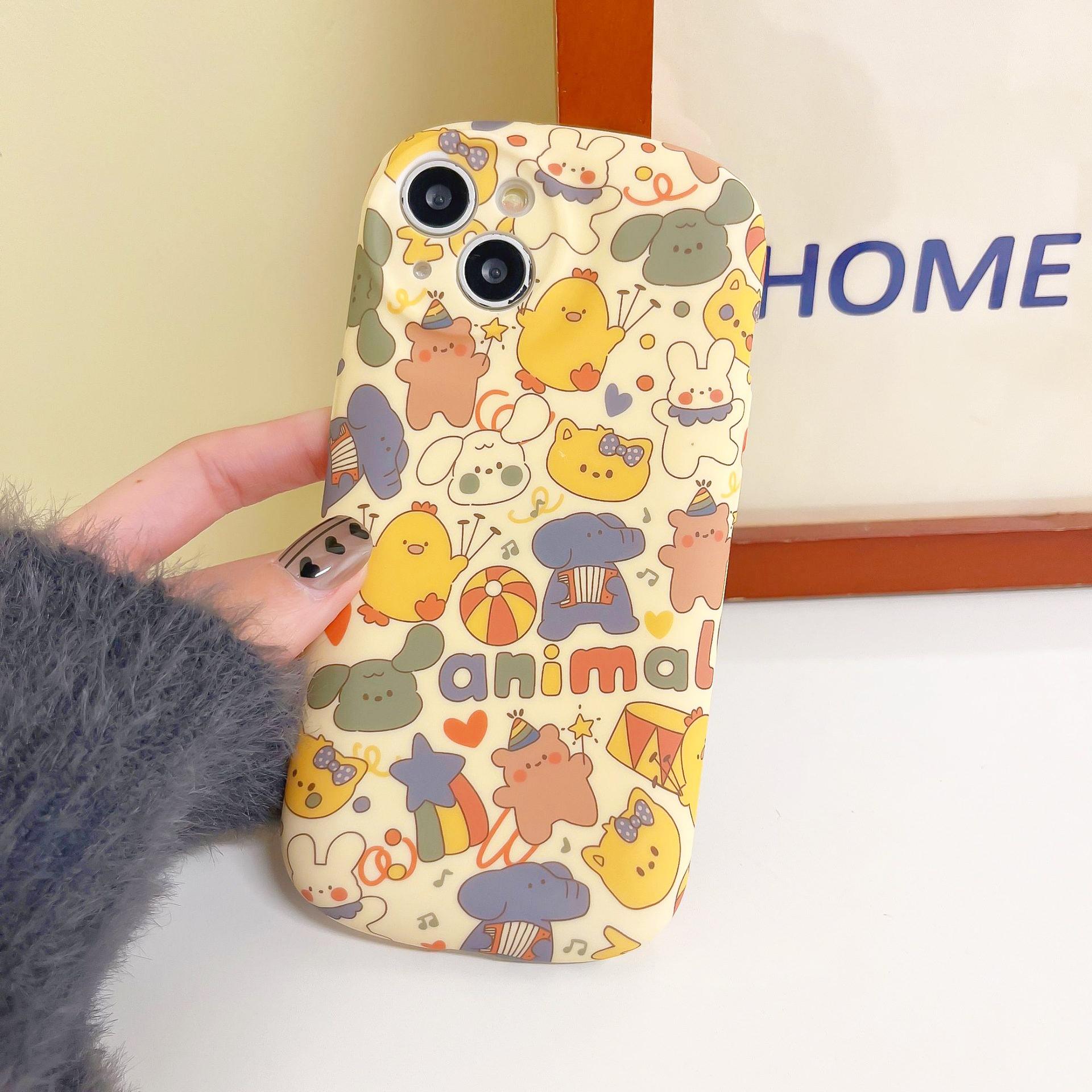 

For iPhone 14 Cover Lovely Circus Animals Liquid Silicone Anti-Scratch Phone Case A