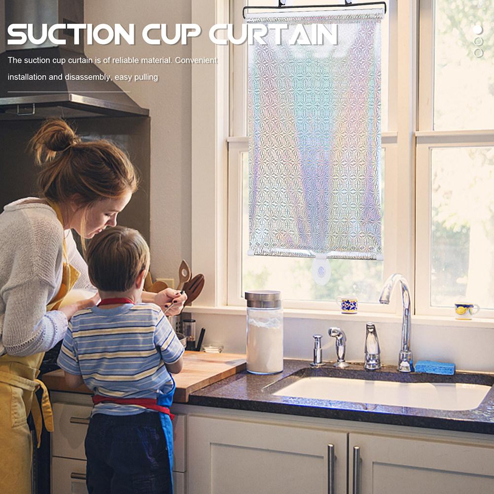 Nail-Free Household Kitchen Window Shade Telescopic Suction Cup Privacy Curtain Sun Block Protective Room Cover