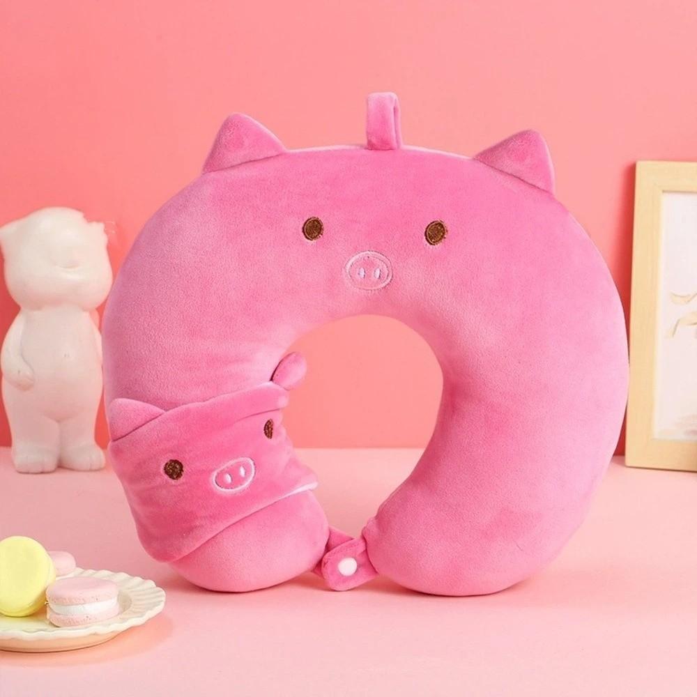 Soft Plush U-shaped Pillow Portable Neck Support Pillow Cute Travel Pillow Long Flight