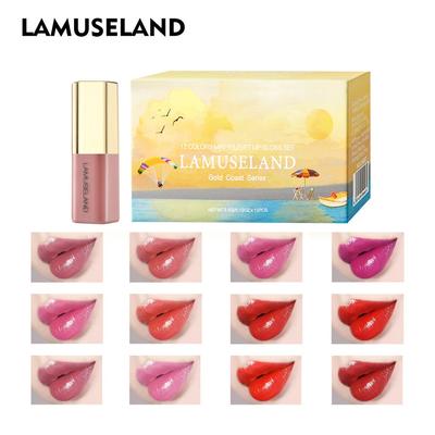 12Pcs/Set Gold Coast Series Velvet Moisture Lip Gloss Moisturizing Liquid Lipstick Lips Makeup Travel Set