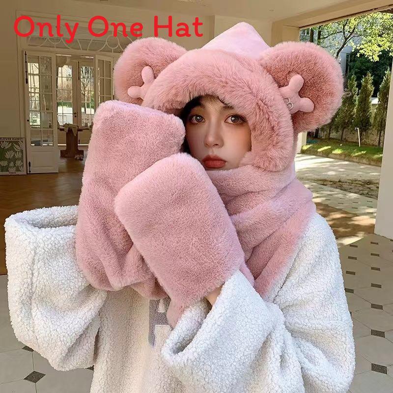 Bear Hat Kids Winter Plush Hat Scarf Set With Windproof Ear Protection For Warmth And Style