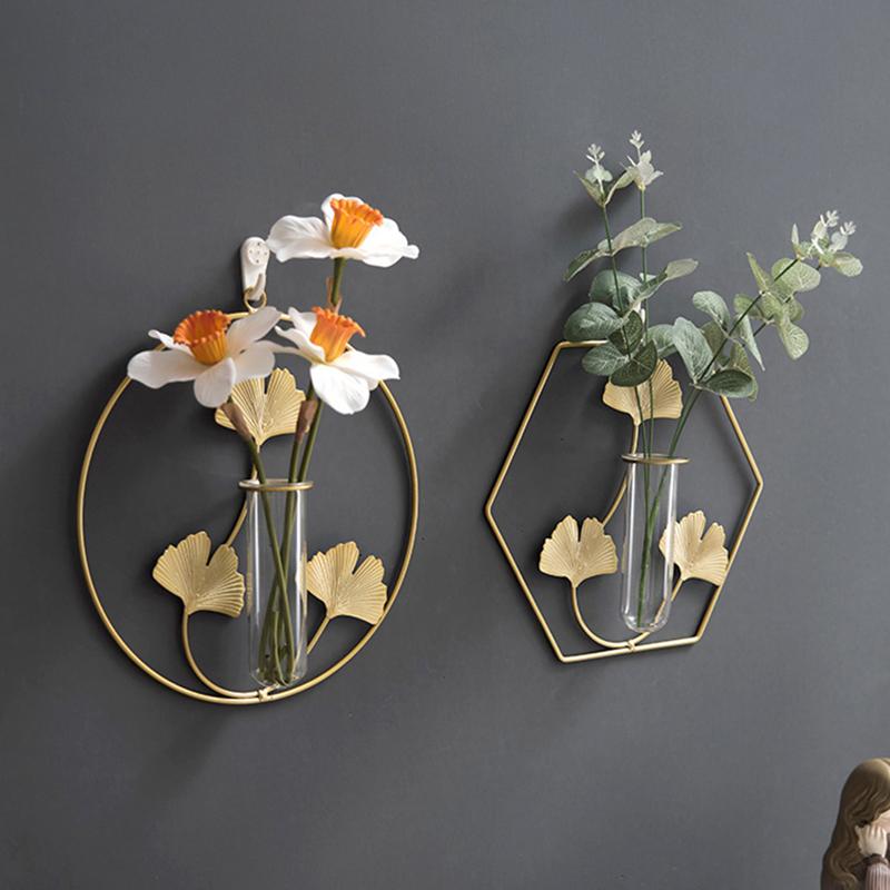 Artistic Background Crafts Wall Hanging Vases Wall Dry Flowers Ornaments Iron Home Decorations