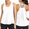 Chaleco Deportivo de Color Sólido para Mujer, Cuello Redondo, Sin Mangas, Secado Rápido, Espalda Cruzada, Blusa Holgada