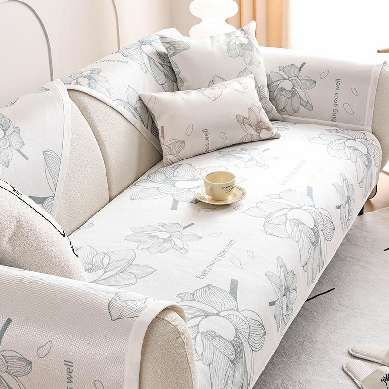 Polštář na pohovku z ledového hedvábí Letní Letní Podložka Jednoduchý Moderní Protiskluzový Potah na pohovku Krycí Látka Nový Polštář