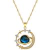 Stylish Alloy Vintage Moon And Star Pendant Necklace With Shimmering S Full