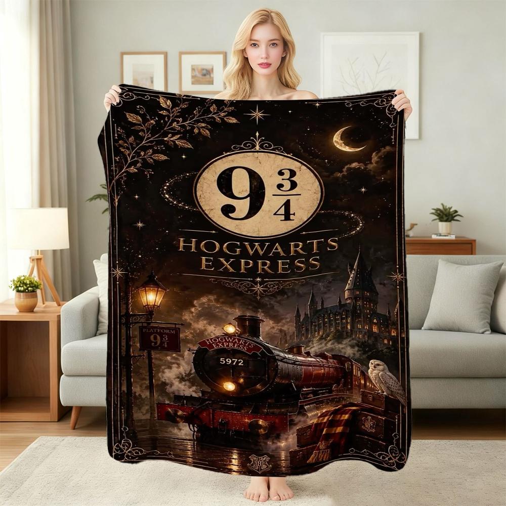 Harry Potter Magical Journey Printed Flannel Blanket Soft Comfortable Fleece Blanket For Living Room Bedroom Study Party Decor Birthday Gift