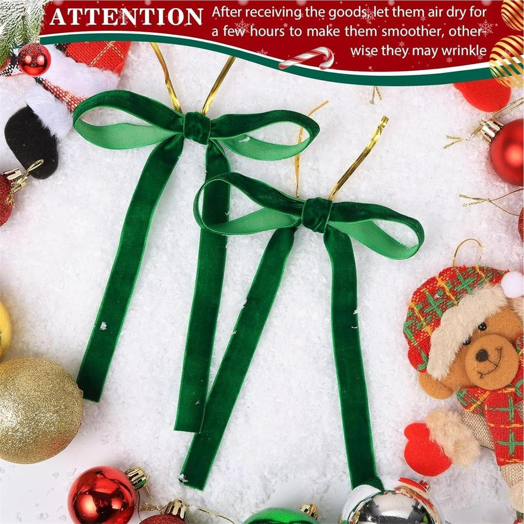 Velvet Red Bows 12X Christmas Velvet Bows Portable Velvet Christmas Tree Bows for Tree Front Door Fireplace Stairs and Garland