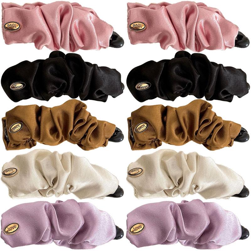 Koreanischer Stil Satin Plissiert Einfarbig Stoff Haarspange Vielseitige Bananen-Klammer Für Frauen Haarschmuck