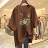 Women's White Summer Casual Loose Fit Pure Cotton Printed Short-Sleeve T-Shirt Undershirt
