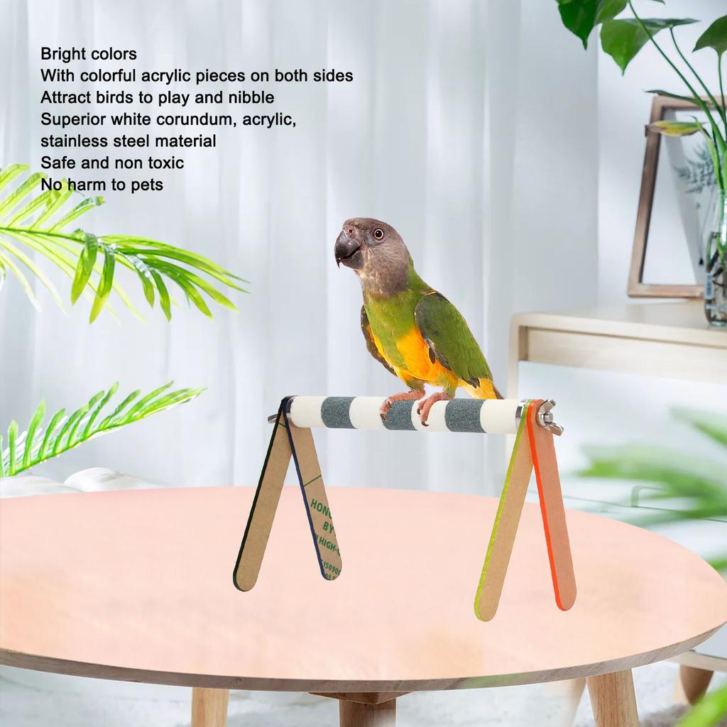 Bird Training Stand Colorful Acrylic Sheet Rough Surfaced Corundum Desktop   Training Stand for  s Pet Birds