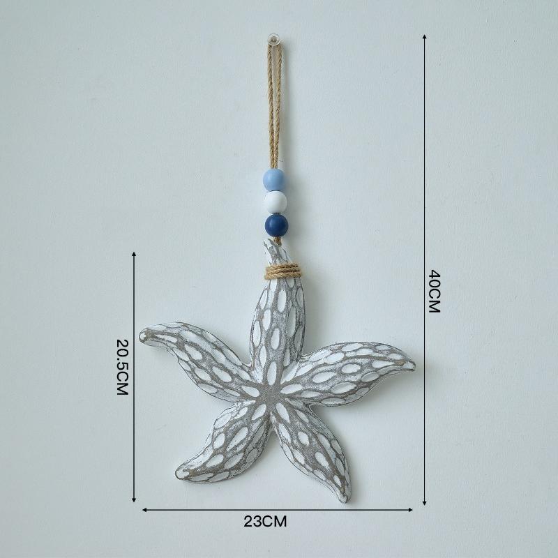 1pcs Ocean Style Wooden Starfish Wall Hanging Decor Nautical Themed Pendant for Doorway Entryway Wall Decor