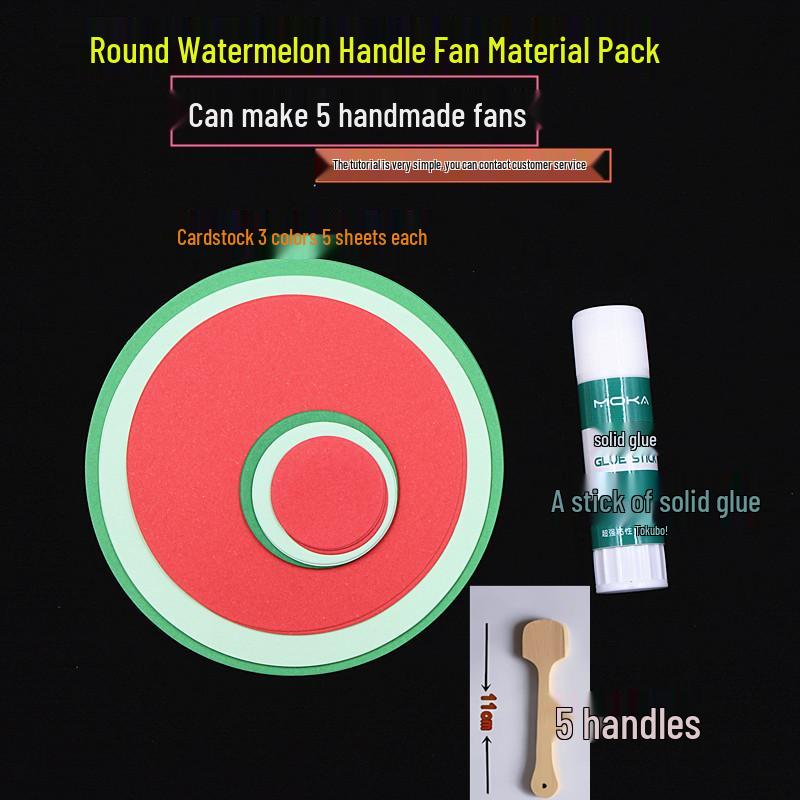 Colored Cardstock DIY Watermelon Cartoon Hand Fan Kit for Kids