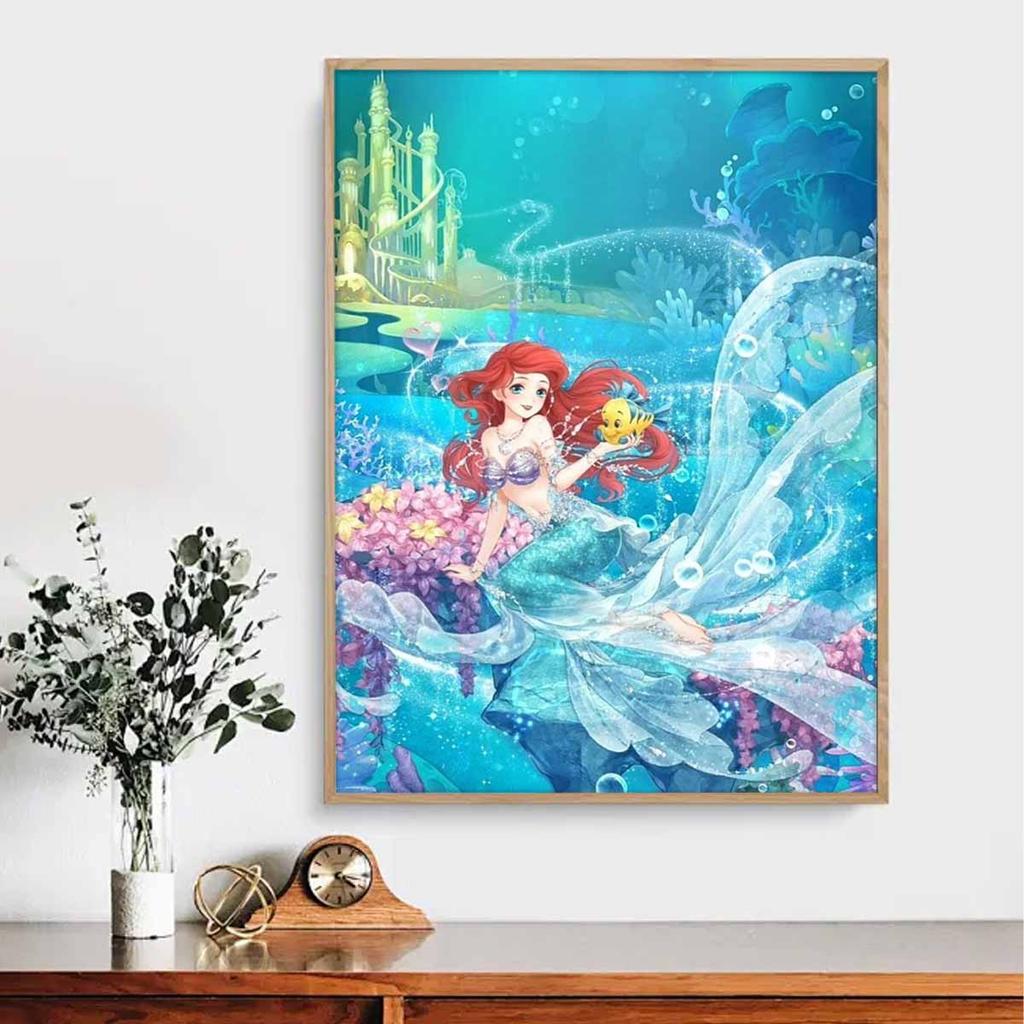 5D Diy Diamond Painting Lovely Mermaids and Little Fish Full Drill Rhinestones Mosaic Embroidery Handmade Products Home Decor Gift