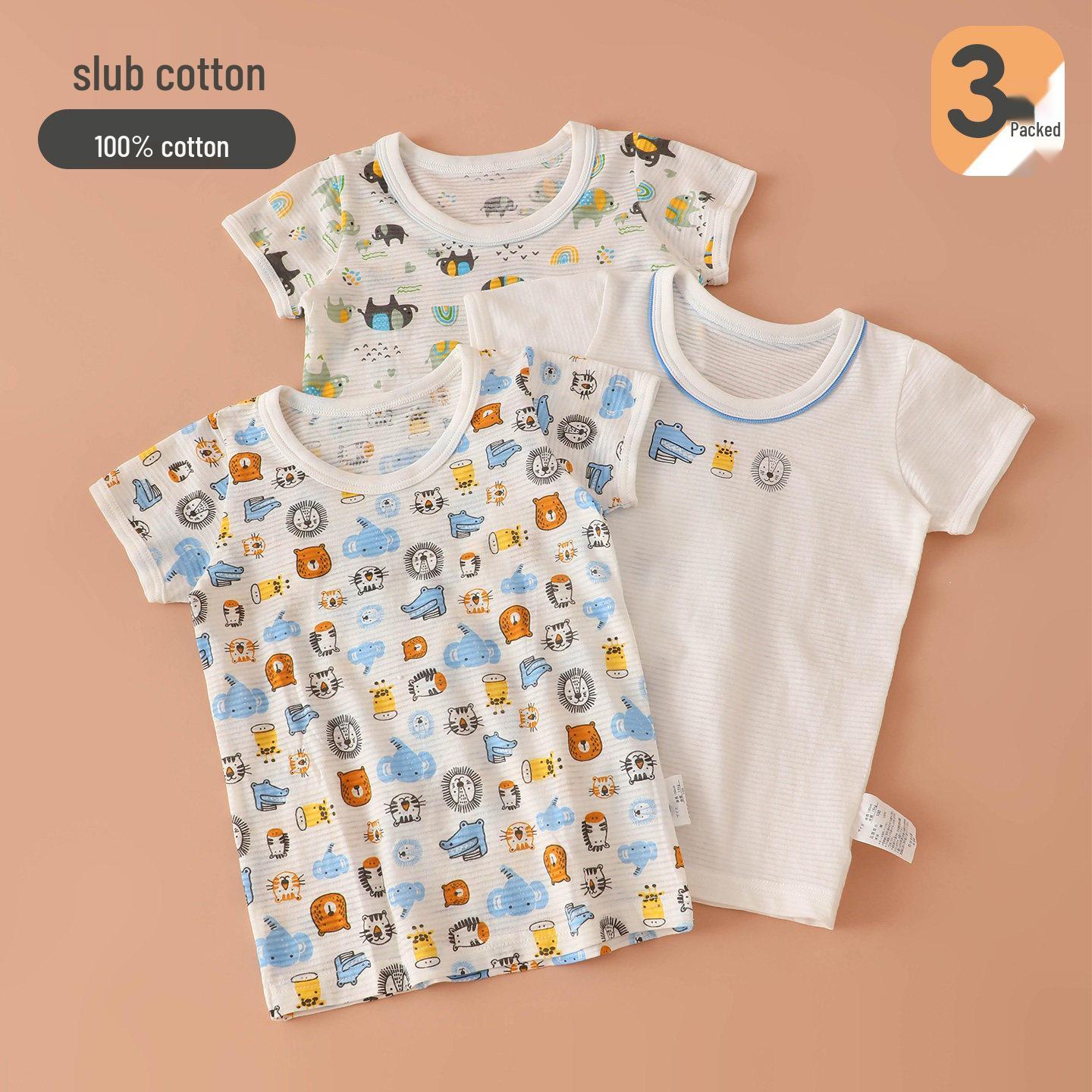 Kids  Breathable Cotton Short-Sleeve T-Shirt: Summer Sports Top for Boys 80cm