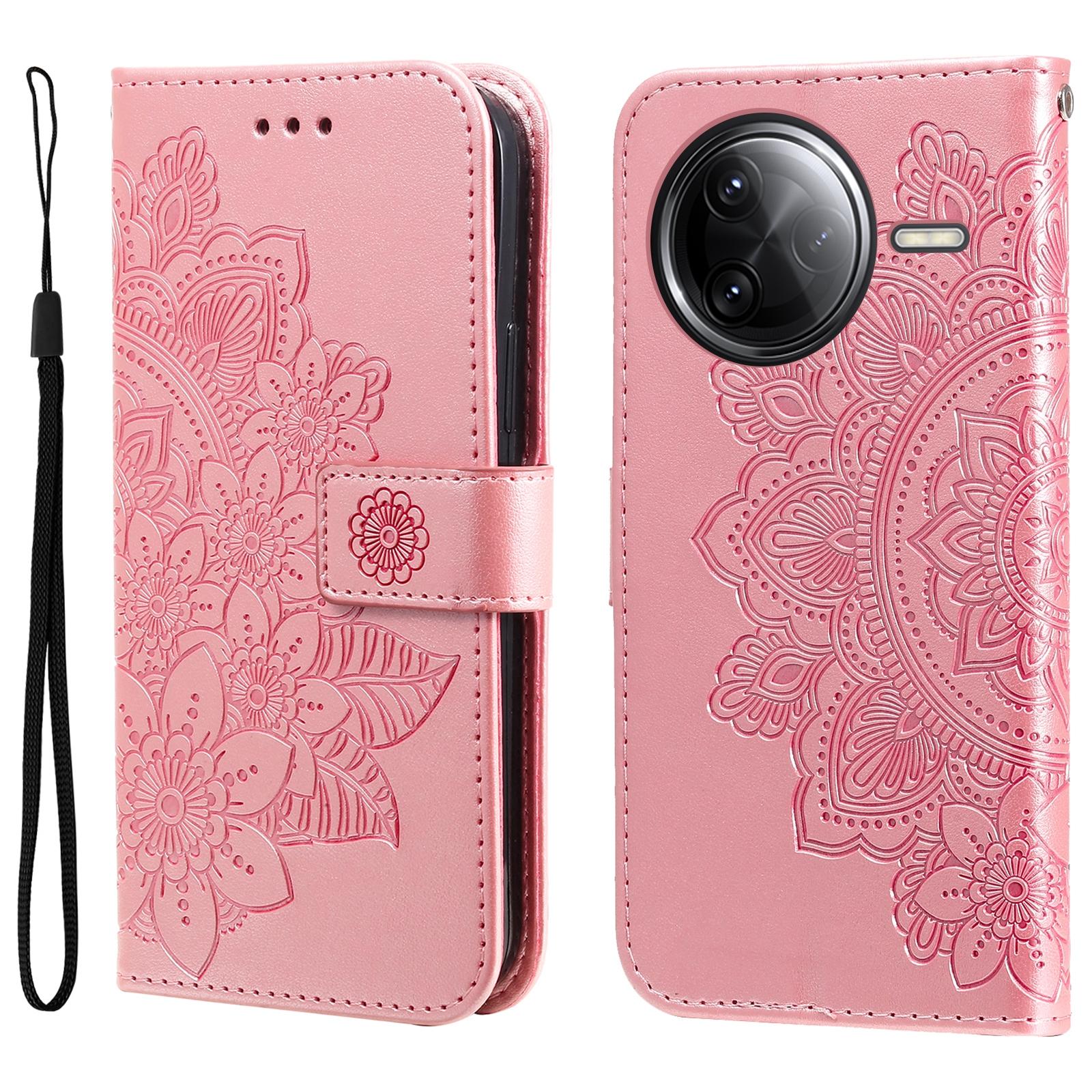 

For Xiaomi Poco F7 Ultra 5G/Redmi K80 Pro 5G Case Floral Pattern PU Leather Wallet Stand Phone Cover Pink