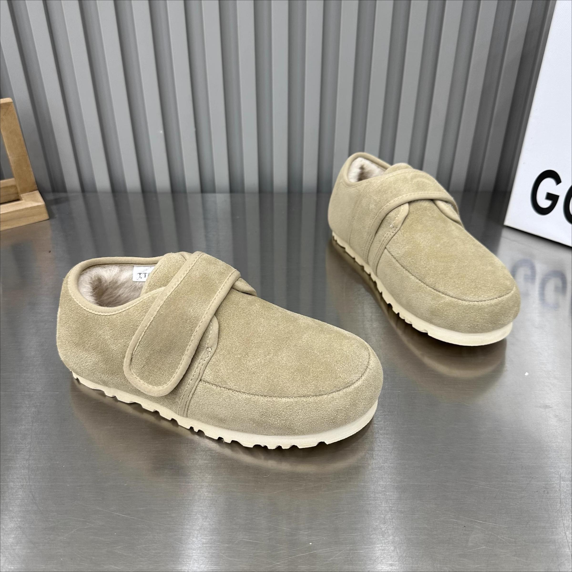 Туфли на плоской подошве из меха и замши — фото 9