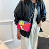 Color Block Chain Shoulder Bag Stylish PU Crossbody Bag Fashionable Women Shoulder Bag Ample Storage for Women Girls  Hot Pink