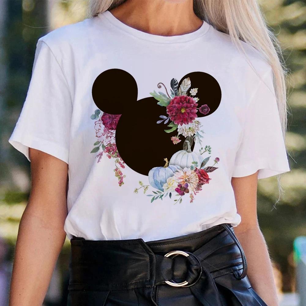 

Disney Kawaii Мультяшные Женские Топы Микки Маус Принцесса Анна Мода Летняя Уличная Одежда Футболка Женская Винтажная Белая Футболка 4XL