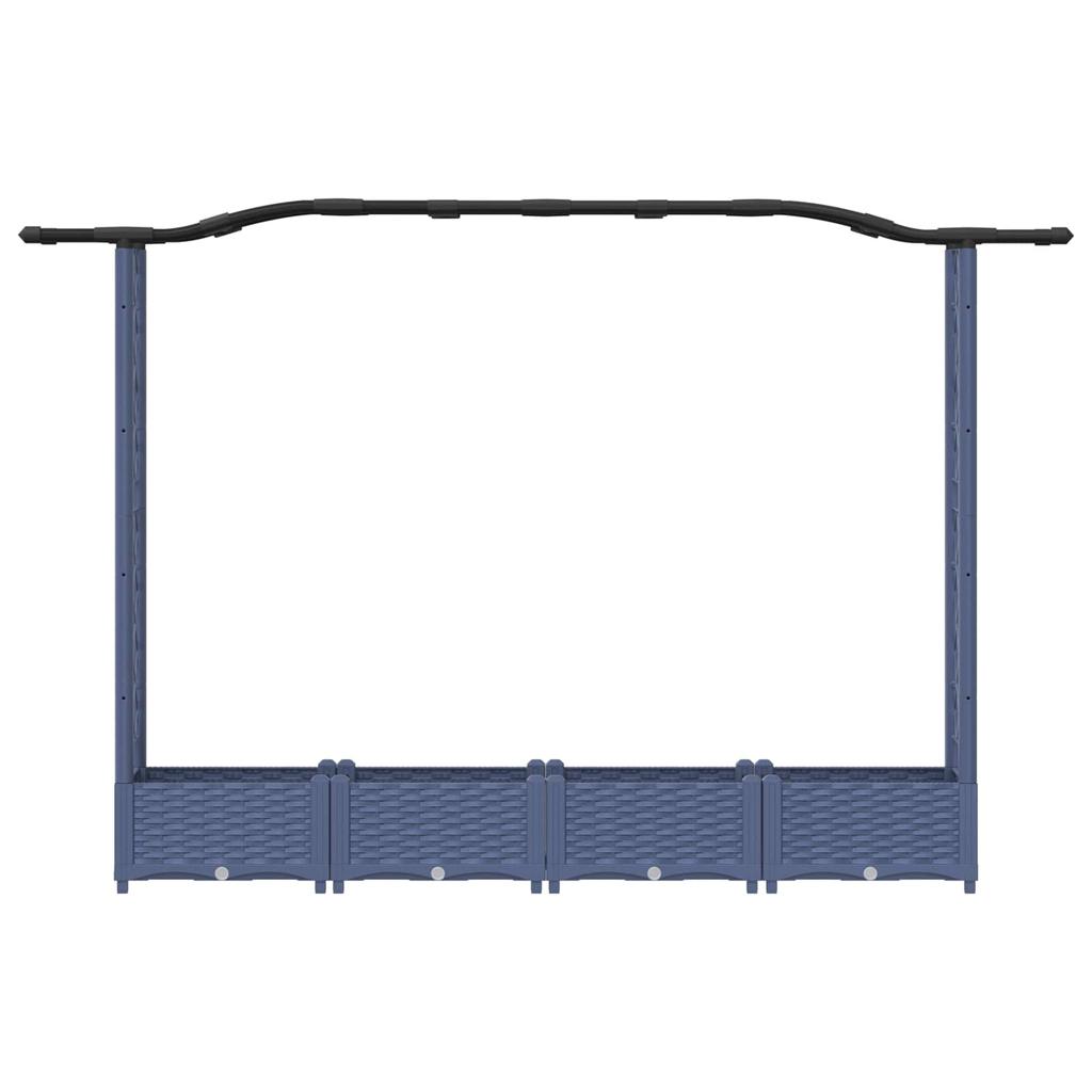 Raised Planter with Trellis and Hanging Roof Gray 207 x 40 x 126 cm PP