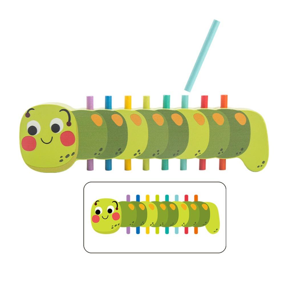 

Early Education Wooden Puzzle Cartoon Animals Color Matching Sorting Game Toddler caterpillar