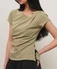 GENERALIDEA Drape Shirred Jersey Blouse [Light Khaki] / Gf2Lts527