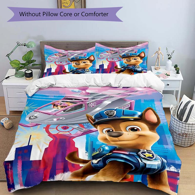 3Pcs Paw Patrol City Adventure Bedding Set Quilt Cover Pillowcase Home Christmas Halloween Gift 1 Duvet Cover 2 Pillowcase S1423