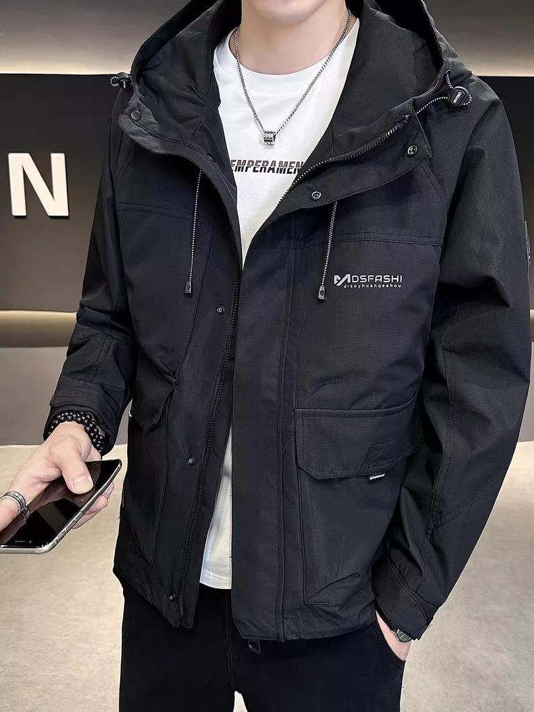 Jacket jacket men's 2025 spring and autumn new hooded men's ruffian handsome American casual versatile tooling top trendy brand