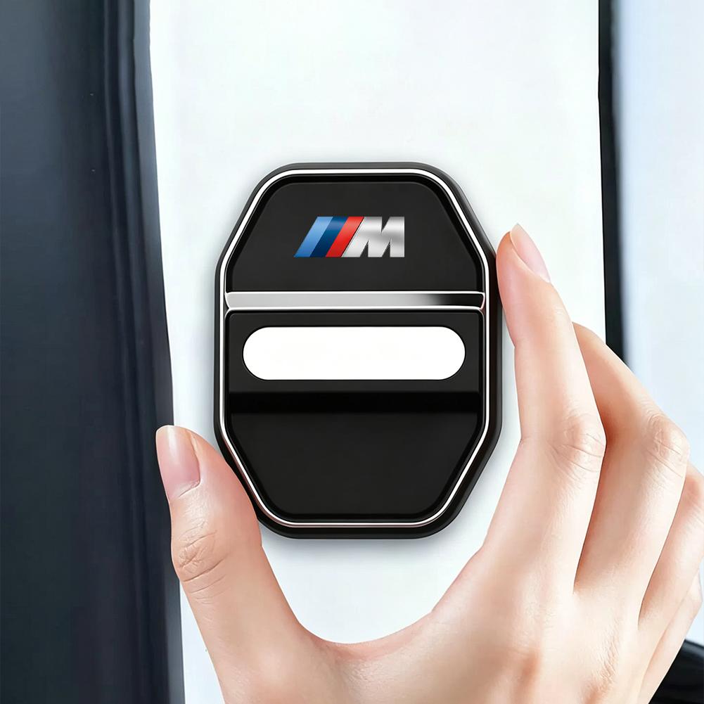 BBKD8 4Pcs Stainless Steel Shock Absorbing Car Door Lock Cover Anti Vibration Latch Protector Accessories For BMW E90 G80 M3 G30 M5 F8