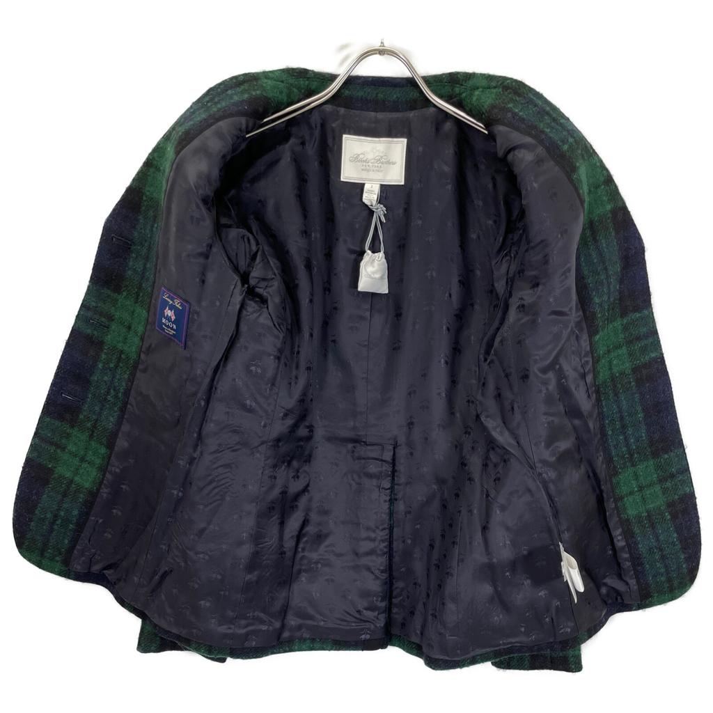 Brooks Brothers 100213867 Green x Blue Wool Blend Boucle Black Watch Single 3 Button Jacket Jacket 2 Green x blueUsed