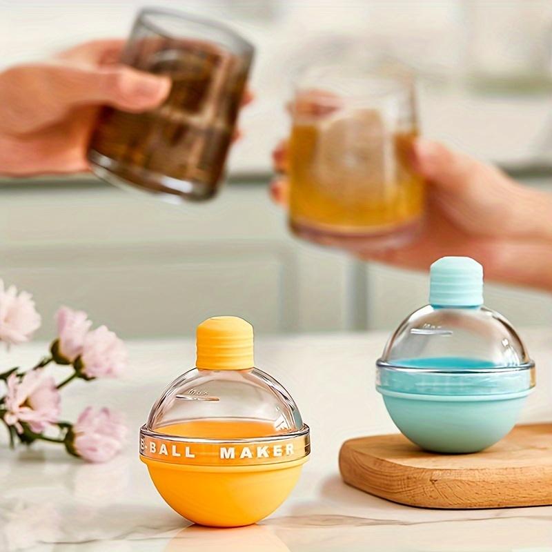 Food-Safe 2.5-Inch Sphere Silicone Ice Ball Maker - 4-Pack Tray for Whiskey, Cocktails, Kitchen Gadgets - No Power Needed